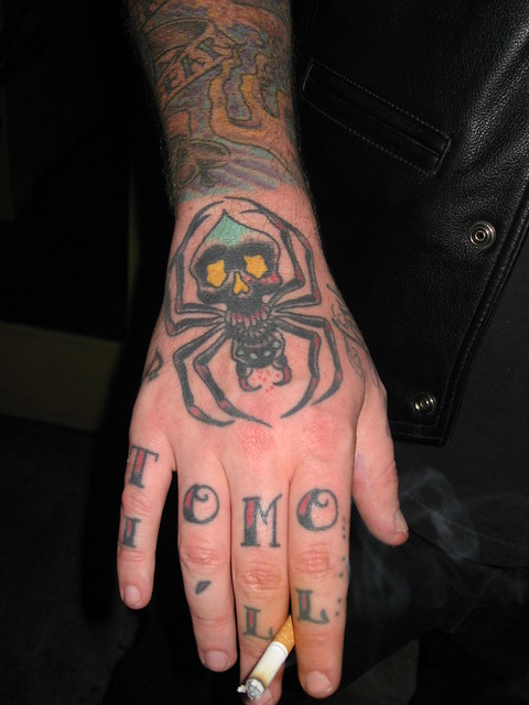 Tony's Hand Tattoo by Jef Whitehead Spider Tattoo by Jef Whitehead