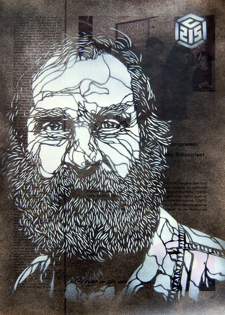 Homeless stencil portrait 25cm by 30cm based on a picture taken by my 