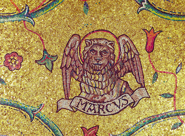 Cathedral Basilica of Saint Louis, in Saint Louis, Missouri, USA - mosaic of the winged lion of Saint Mark the Evangelist.jpg
