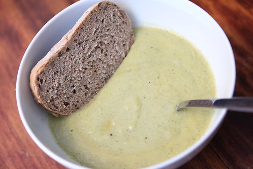 Broccoli Potato Soup with Sprouted Grain Bread
