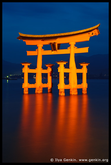 O-Torii (Grand Gate) at Dusk, Itsukushima Shrine, Miyajima, Honshu, Japan