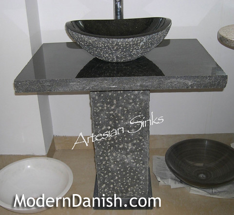 Bathroom Pedestal Sinks on Granite Stone Modern Bathroom Vessel Sink With Pedestal Vanity Stand