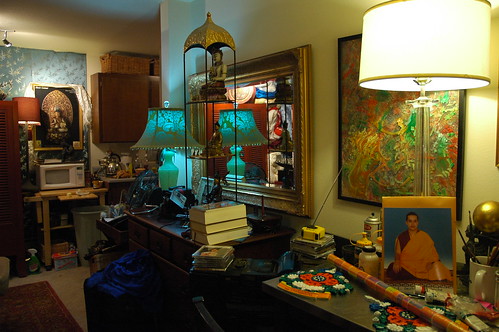 Workspace, my environment - my living room, with photo of HE Dezhung Rinpoche IV, Seattle, Washington, USA by Wonderlane