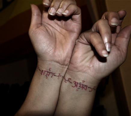 Hindi Tattoos on Sanksrit Wrist Tattoos  3rd And 5th    Flickr   Photo Sharing