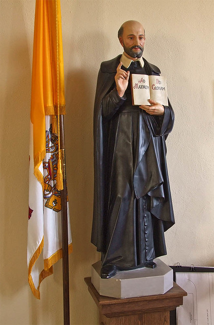 Saint Ignatius Loyola Roman Catholic Church, in Concord Hill, Missouri, USA - statue of Saint Ignaius.jpg
