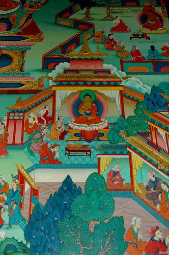 Mural of Lord Buddha, Tharlam Monastery, Bodha, Kathmandu, Nepal by Wonderlane