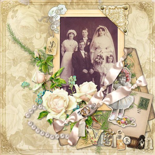 Victorian Wedding digital scrapbooking layout of a vintage photo from