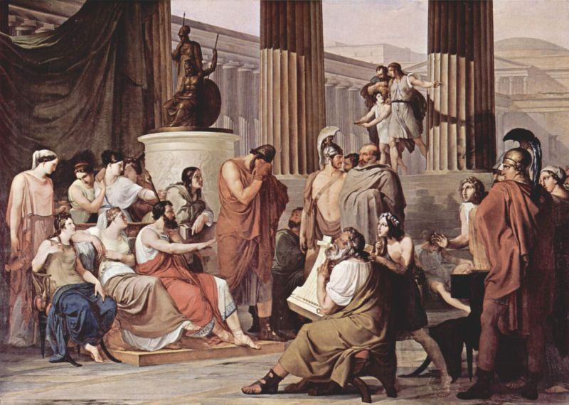 Odysseus at the palace of Alkinoös. Painting by Francesco Hayez