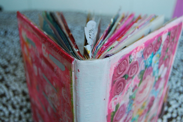 Altered book cover with roses