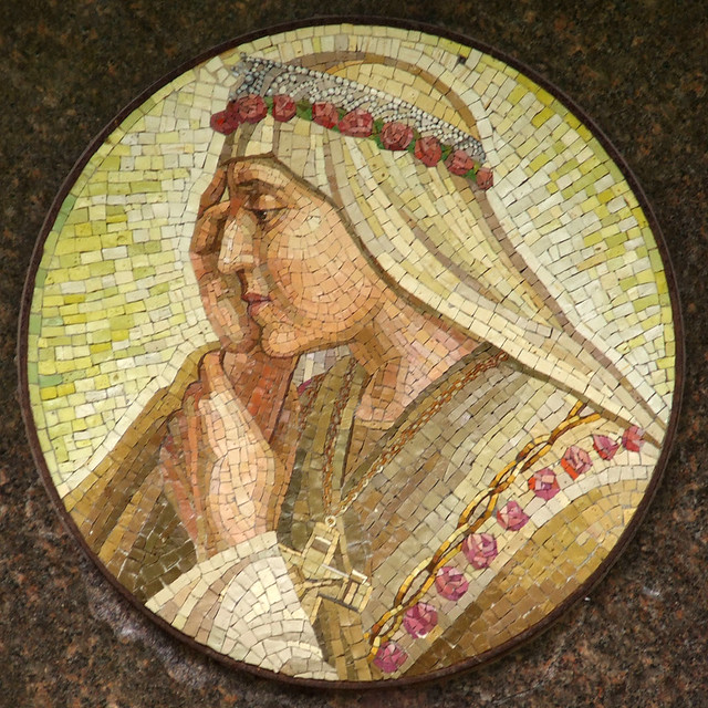 Shrine of Our Lady of Sorrows, in Starkenberg, Missouri, USA - mosaic of Mary.jpg