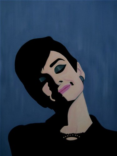 This is a large original oil painting of Audrey Hepburn painted on a large 