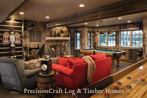 Custom Design Hybrid Log & Timber Home | Family & Game Room ...