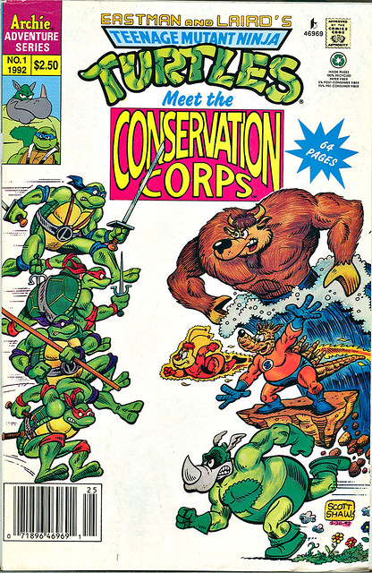 Teenage Mutant Ninja Turtles meet the CONSERVATION CORPS #1 { one shot } Cover by  SCOTT SHAW  (( 1992 ))