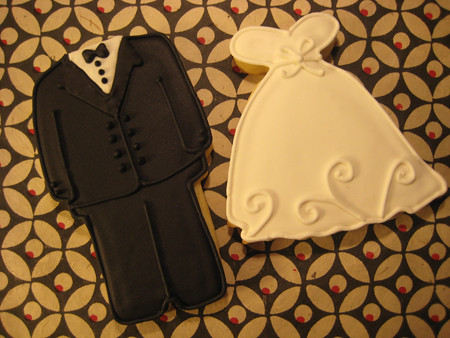 Tuxedo Wedding Dress Cookies by mysweetandsaucy