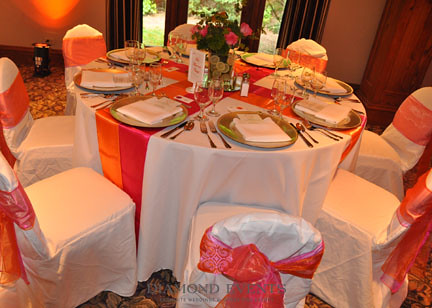 German Club Wedding Reception in Pink Orange
