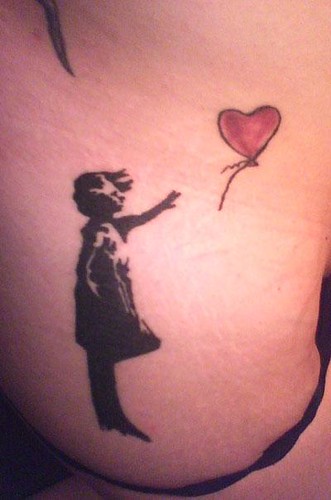 banksy piece tattooed by amy location is my right hip love this little 
