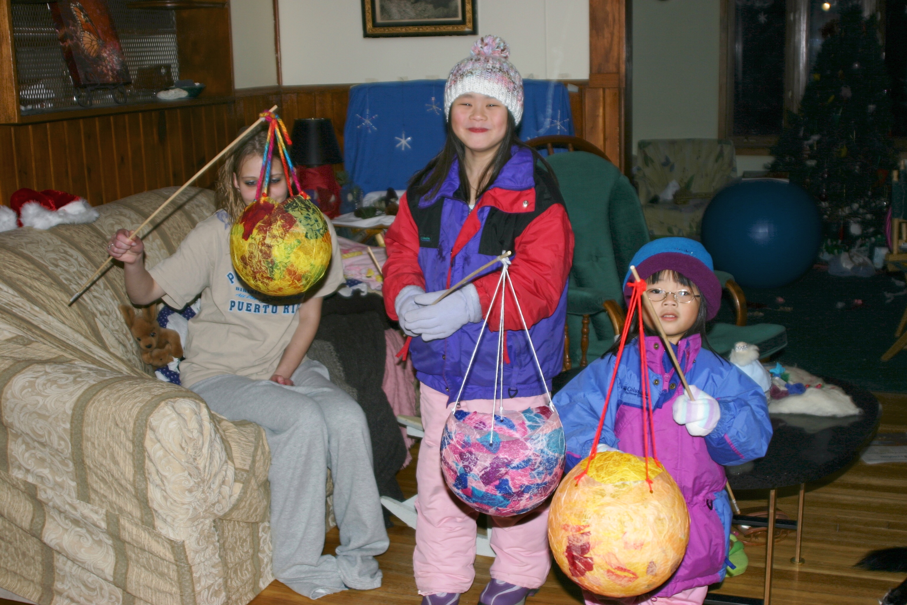 The Girls and their cousin Ashley with Balloon Lanterns