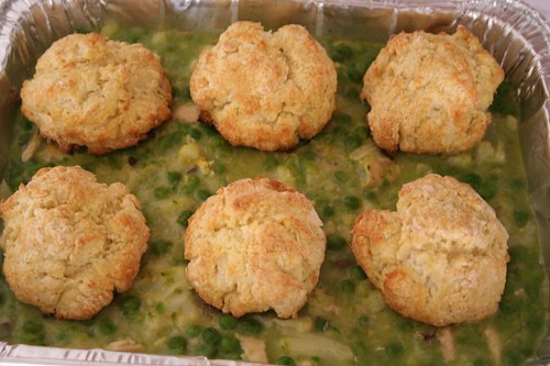 chicken pot pie with biscuits -- CAOK for a sick friend