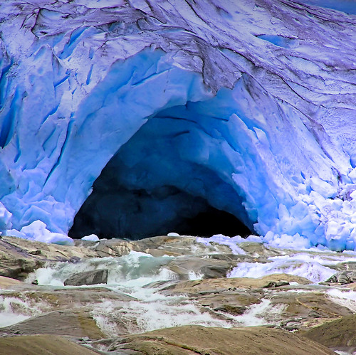 Blue ice cave at the Jostedalsbreen glacier