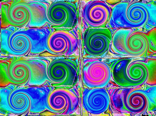 Psychedelic spirals - spirales psychédélique - Psychedelische Spiralen (Colour invertion)