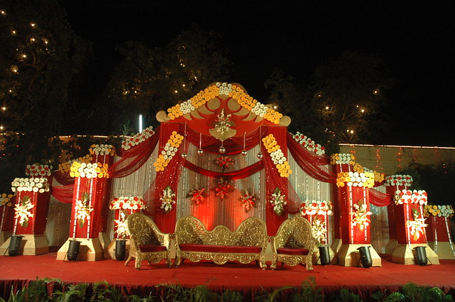 Stage decoration in an Indian wedding The couple sits on this stage during 