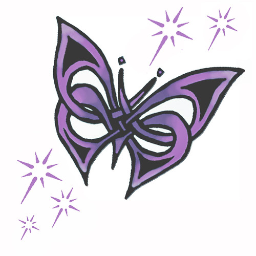 Purple butterfly tattoo w 