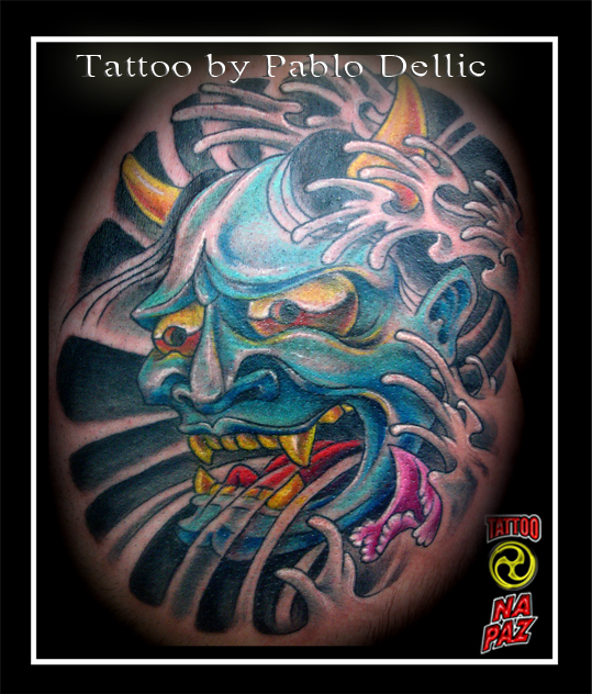 Tatuagem de mascara Oriental Hanya Oriental Mask Tattoo by Pablo Dellic