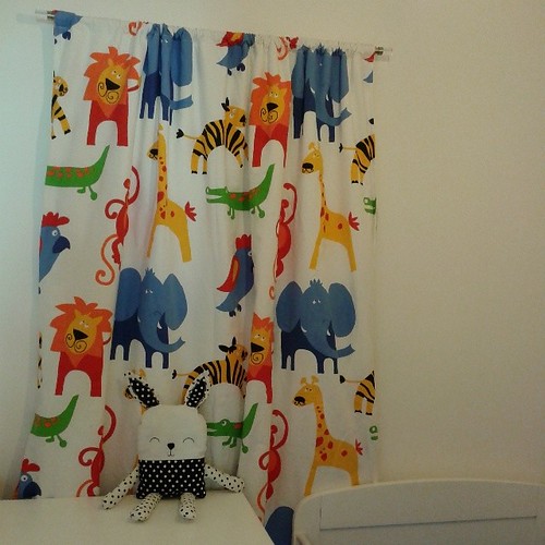 Nursery curtains finished and up! Fabric courtesy of Terrys Fabrics