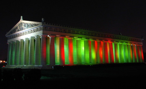 Christmas at Centennial Park #6: Red and Green Parthenon