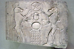Egyptian sacred beetle and baboons worship Re