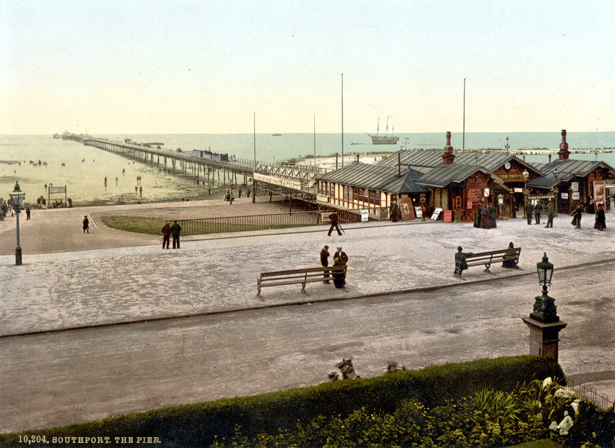 Southport Pier and Bridge, England, 1895