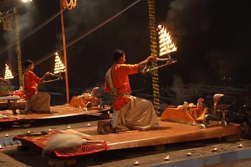Praying by the Ganga river ...