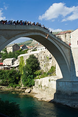 Jumping on Mostar Bridge by lassi.kurkijarvi on Flickr