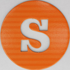 coloured card disc letter s