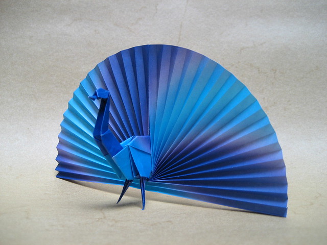 Peacock Origami paper, two sheets cm 15x15 and 12x12. x By gio origami Flickr Photo
