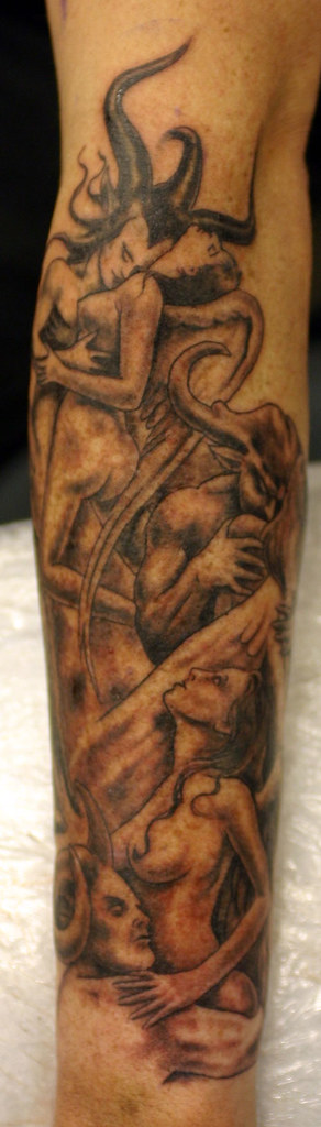 Gothic tattoo Angels and Demons angels and demons gothic tattoo