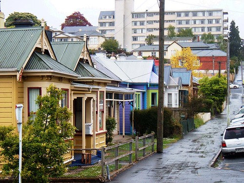 City Streets on a rainy day in Dunedin, New Zealand