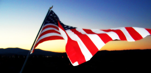 Backyard American Flag Sunset by flickr user Carissa GoodNCrazy