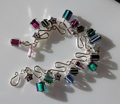 Cane glass drop bracelet