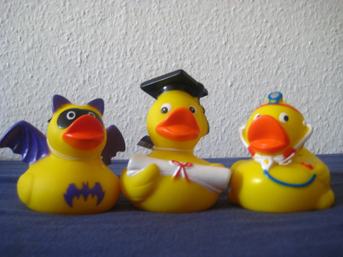 Bat duck, grad duck and Doc duck