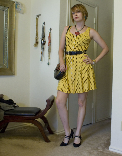 polka dot yellow dress