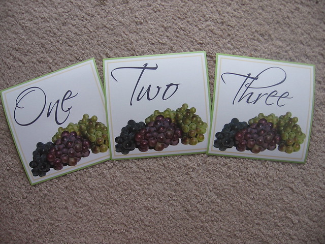 Sage Green Purple Grapes Wedding Table Numbers
