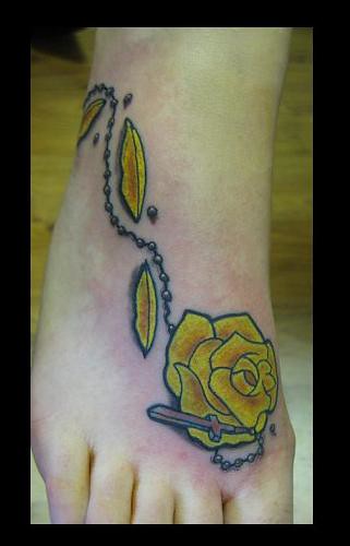 yellow rose and rosary tattoo cathy williamson vivid tattoo arts