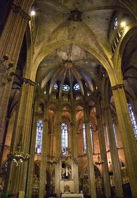 Inside La Seu Cathedral in Barcelona, Spain