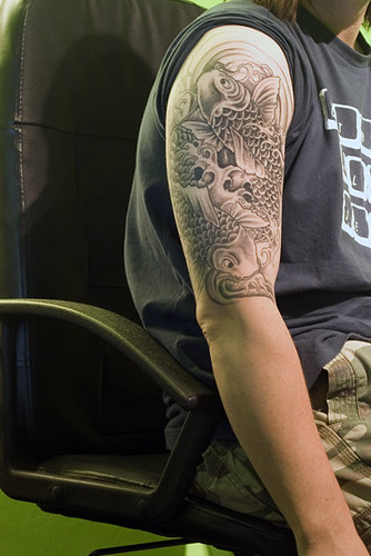 Black grey koi pisces tattoo