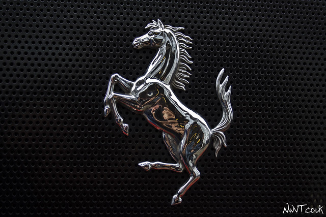 Ferrari Prancing Horse Badge on the back of a Ferrari 360 Spyder