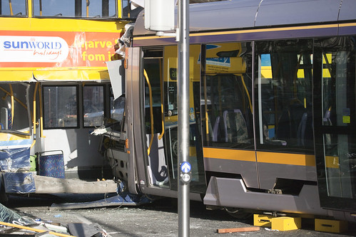 Luas Tram Crashes Into Bus - O'Connell Street Dublin by infomatique