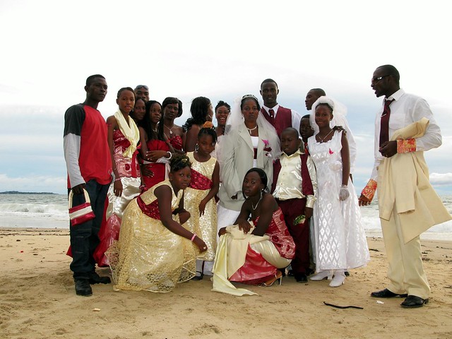 Wedding poses Lumley Beach Freetown Sierra Leone October 2009