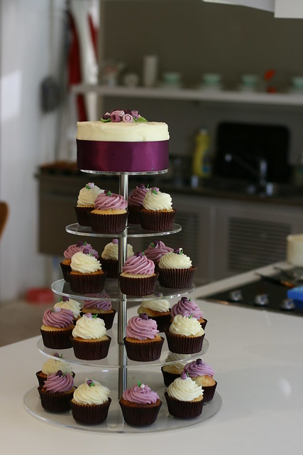 Purple Wedding Cupcake Tower Photography by Simon Matuzelski 