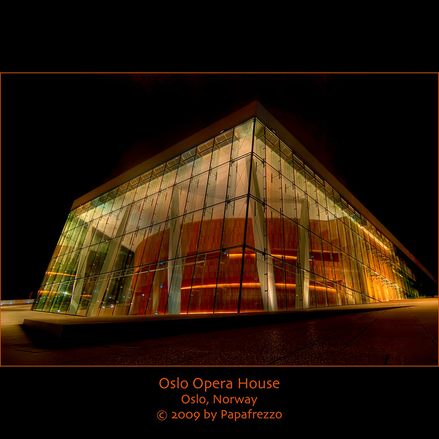 Oslo Opera House in the night.